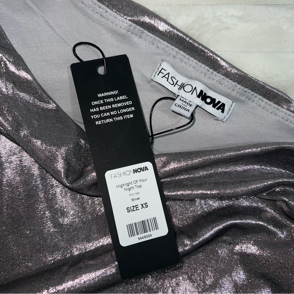 One Shoulder Silver Top - Picture 4 of 5